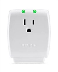 Bộ Tiếp Hợp Vòi Gắn Tường Belkin 1 Ổ Cắm Với Đèn Báo Nối Đất Và Bảo Vệ Thiết Bị Cho Gia Đình, Văn Phòng, Du Lịch, Máy Tính Bàn & Sạc - Màu Trắng Gạch, 885 Joules