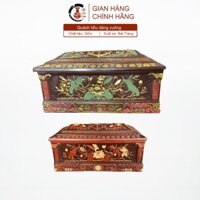 Bộ tiểu quách chân quỳ dáng vuông đắp nổi sen - Gốm sứ Bát Tràng cao cấp