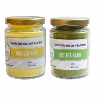 Bộ Tinh Bột Nghệ Nguyên Chất 100gr Và Bột Trà Xanh Nguyên Chất 100gr - Vũ Gia [bonus]