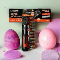 Bộ típ 12 chi tiết, bộ đầu khẩu vặn ốc đa năng Liwin Japan 12 món cần tự động 1/2