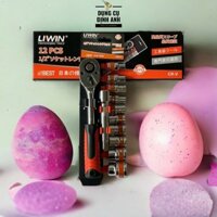 Bộ típ 12 chi tiết, bộ đầu khẩu vặn ốc đa năng Liwin Japan 12 món cần tự động 1/2