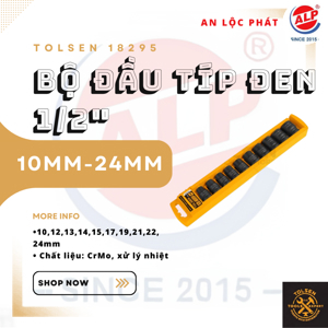 Bộ típ lục giác ngắn đen dùng hơi 1/2 inch 10 món Tolsen 18295