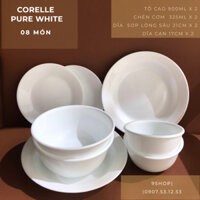 Bộ tô chén dĩa Corelle 8 món - hàng real Mỹ - thủy tinh 3 lớp