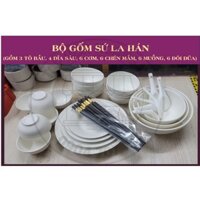 BỘ TÔ, CHÉN, ĐĨA GỐM SỨ TRẮNG 4D ( 3 TÔ BẦU, 4 ĐĨA SÂU, 10 CHÉN CƠM, 10 CHÉN NHỎ, 10 MUỖNG SỨ, 10 ĐÔI ĐŨA)