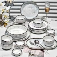Bộ tô chén sứ Campalia cao cấp - Men vân khói tinh tế, decor & quà tặng tân gia sang trọng