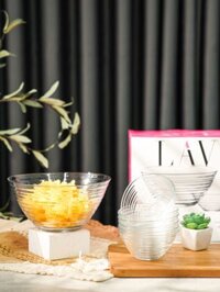 Bộ tô chén thủy tinh, gồm 1 tô và 6 chén