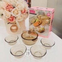 Bộ Tô Thuỷ Tinh 1000ml kèm 4 chén ăn cơm 350ml