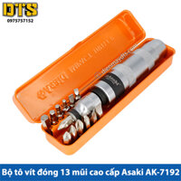 Bộ tô vít đóng 13 mũi cao cấp Asaki - Bộ tuốc nơ vít đóng Asaki AK-7192 Bộ tô vít đóng đảo chiều bộ tô vít đóng tự động đảo chiều bộ tua vít đóng Nhật bộ tua vít đóng xoay tua vit dong dao chieu