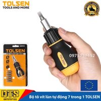 Bộ tô vít lùn tự động đa năng 7 trong 1 Tolsen, tua vít dẹp và bake đầu ngắn, thép CR-V cao cấp - Tiêu chuẩn Châu Âu