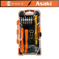 Bộ Tô Vít Mini, Tua Vít Sửa Chữa Điện Thoại 17 Chi Tiết AK-9077 Asaki Japan STD thép chrome sửa chữa thiết bị điện tử