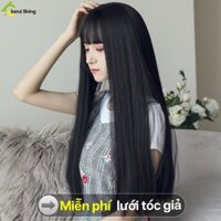 Bộ tóc dài màu đen phong cách trẻ trung lịch lãm kèm lưới tóc giả NOGA,tóc giả suông dài đen,tóc giả