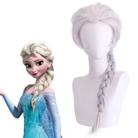 Bộ tóc giả công chúa Elsa Frozen, vẻ đẹp vàng, bím tóc nhọn, bộ tóc giả Elsa màu trắng sữa, bộ tóc giả cosplay bồng bềnh