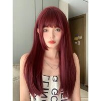 Bộ Tóc Giả Dài / Xoăn Tự Nhiên Màu Đỏ Rượu Vang Phong Cách Lolita Cho Nam Và Nữ