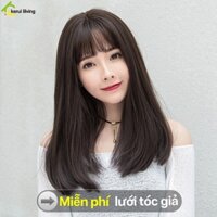 Bộ tóc giả duỗi mượt phong cách Basic AIGE màu nâu nhạt uốn duỗi cúp có kèm lưới tóc giả Hàn Quốc