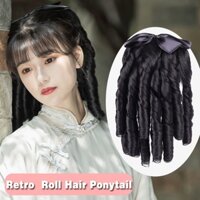 Bộ tóc giả đuôi ngựa phồng xoăn tự nhiên bằng sợi tổng hợp phong cách retro Châu Âu thời trang kèm lược