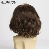 Bộ tóc giả nam gợn sóng ngắn ALARION, Bộ tóc giả xoăn tổng hợp đẹp trai dài vừa phải, màu nâu mềm mại Full Head Layered Fashion Male Wig Retro Cosplay