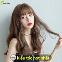 Bộ tóc giả nguyên đầu BUNA mái ngố phong cách tiểu thư,xoăn lọn tự nhiên;không rối;Tóc giả màu nâu