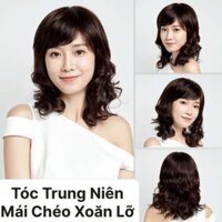 Bộ Tóc Giả Nguyên Đầu người trung niên Xoăn Lỡ Mái Chéo TN07 MS8810 Top1Kids - top1wow_083992 [Top1]