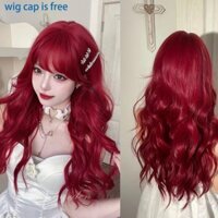 Bộ Tóc Giả Xoăn Dài 65cm Màu Đỏ Cosplay Công Chúa Disney