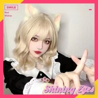 Bộ Tóc Giả Xoăn Dài Màu Vàng Nhạt Dễ Thương Cho Nữ