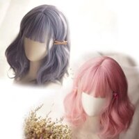 Bộ Tóc Giả Xoăn Ngắn Màu Hồng Nhạt Xám Xanh Dương Nhạt Phong Cách Harajuku Đáng Yêu Dành Cho Nam Nữ Hóa Trang