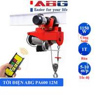 Bộ Tời Điện Kèm Rùa Điện ABG PA600 - PA1000 Cáp Dài 12M - 30M - Có Điều Khiển Từ Xa Giúp Nâng Hạ Vật Nặng Dễ Dàng