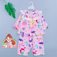 Bộ tole bé gái tay dài quần dài babydoll, đồ bộ lanh trẻ em Quỳnh Anh - Shop mẹ dưa hấu