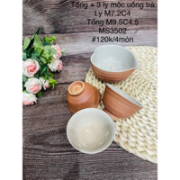 bộ tống + ly trà mộc