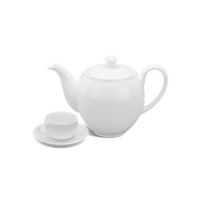 Bộ trà 1.1 L (Bộ 6 tách/dĩa) - Camellia - Trắng