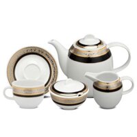 Bộ trà cao 1.3 L – Sago – Hoa Hồng Đen khắc nổi gốm sứ Minh Long