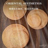 Bộ trà đế lót ly bằng mây đan Việt Nam, thảm bàn trà, thảm cách nhiệt cho lễ trà, chống bỏng, chống trượt, giá đỡ ấm trà, thảm bát, thảm nồi