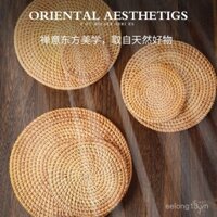 Bộ trà đế lót ly bằng mây đan Việt Nam, thảm bàn trà, thảm cách nhiệt cho lễ trà, chống bỏng, chống trượt, giá đỡ ấm trà, thảm bát, thảm nồi