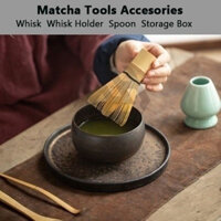 Bộ trà Matcha, bát Matcha, đũa tre, bàn chải Matcha, giá khuấy/đũa Matcha, bát tre, dụng cụ phong cách Nhật Bản, phụ kiện phù hợp cho những người đam mê cà phê Matcha.