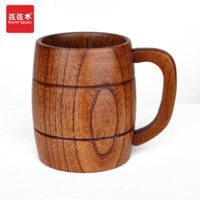 [Bộ trà siêu tiết kiệm] Cốc gỗ nguyên khối Châu Âu Mỹ Cốc bia lớn có tay cầm Cốc sữa Cốc tiện dụng Cốc nước Cốc gỗ Bộ cốc ăn GTQF