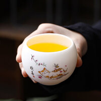 [Bộ trà siêu tiết kiệm] Trà da lộn nướng chay Ngọc sứ trắng Cốc trà Master Cup không mùi Cốc gốm sứ Trung Quốc tinh tế Bộ trà trà Kung Fu W81T