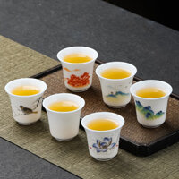 [Bộ Trà Siêu Tiết Kiệm] Lanolin Jade Kung Fu Trà nếm Trà Cốc Đơn Mộc Lan Cốc Sứ Trắng Đức Màu Trơn Gốm Sứ Trung Quốc Bát Trà Uống Cốc Nhỏ UA8I
