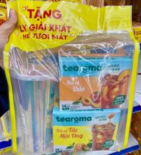 Bộ trà Tearoma (trà đào+ trà tắc mật ong) tặng 1 ly nhựa 7 màu