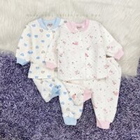 Bộ trần bông cotton [3 MÀU] cho bé 4-12kg - bộ trần bông xinh cho bé trai bé gái.