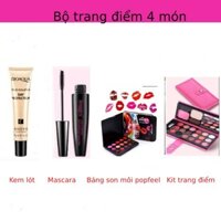 Bộ trang điểm 4 món có mascara và kit trang điểm dạng ví cầm tay