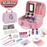 Bộ trang điểm cho bé gái an toàn làm nail make up sơn móng tay son môi để bàn trang điểm cho bé gái