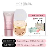 Bộ Trang Điểm Chống Nắng Kiềm Dầu: Kem Chống Nắng Nâng Tone, Phấn Nước Premium Baby Skin Và Phấn Phủ M.O.I