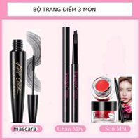 Bộ trang điểm cơ bản bioqua 3 món có mascara, chì kẻ mày và son môi hũ cushion