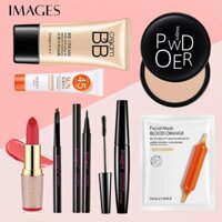 Bộ trang điểm IMAGES Kem BB + Kem chống nắng + Phấn phủ + Chì kẻ mày + Bút kẻ mắt + Mascara + Mặt nạ + Son lì PO-P77