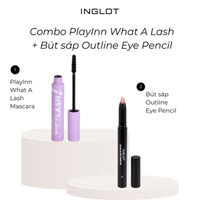 Bộ trang điểm mắt gồm PlayInn What A Lash Mascara tơi dàI mi + Phấn mắt nhũ dạng bút Outline Eye Pencil INGLOT