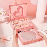 Bộ Trang điểm , set makeup đầy đủ đầy đủ 9 món BAILAIMEI nội địa Trung hộp hồng trái tim + Tặng kèm túi đựng