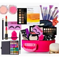 Bộ trang điểm và phụ kiện sáng tạo 13 món kèm Bộ cọ, Bút kẻ mắt, Phấn má hồng, Bột nhỏ gọn và Túi đựng.