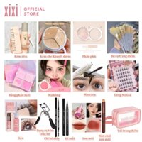 Bộ trang điểm XiXi 15 bức ảnh - Phấn mắt + Kem che khuyết điểm + Mascara + Bút chì kẻ mày + Bút kẻ mắt + Cọ trang điểm + Son môi + Phấn má hồng + Túi trang điểm BJXX-T15