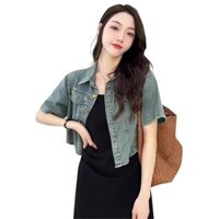 Bộ trang phục áo khoác ngắn trang phục mùa hè phong cách retro trang phục nữ hai chiếc áo lửng kiểu Tây