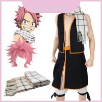 Bộ trang phục Cosplay đuôi cao cấp cổ tích Natsu Dragneel với khăn quàng cổ thời trang và váy