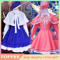 Bộ Trang Phục Hóa Trang Nhân Vật Hoạt Hình Thủ Lĩnh Thẻ Bài Sakura Tomoyo Màu Tím / Trắng / Hồng Dành Cho